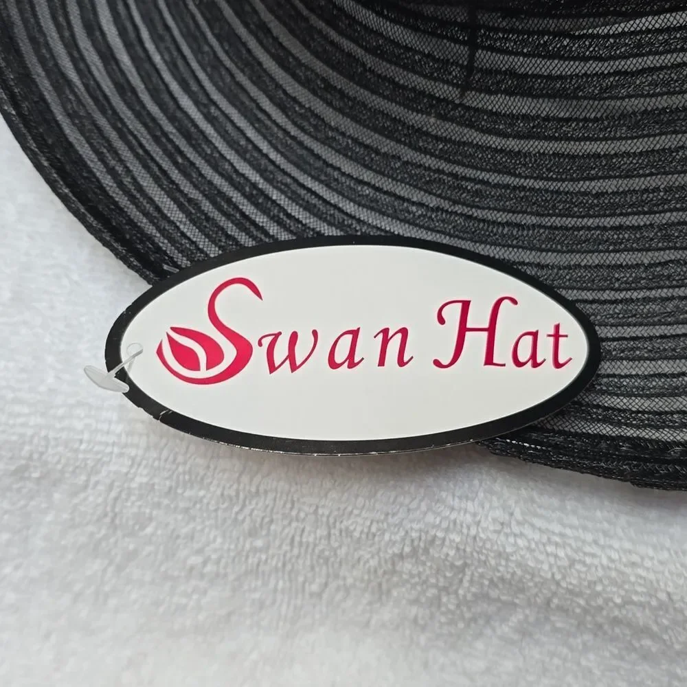 Swan Black Mesh Net Hat Preppy Church Derby Wedding NWT - Rare